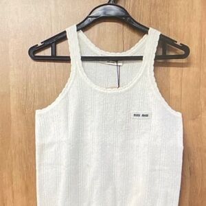 Miu Miu Cream Textured Tank Top